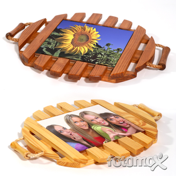 sottopentola personalizzato con foto o scritte realizzato in legno e ceramica