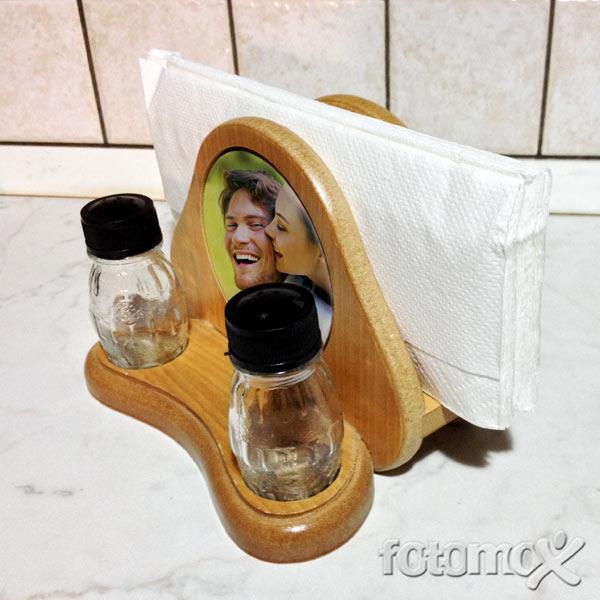 porta tovaglioli in legno con stampe su ceramica