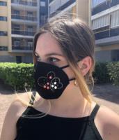 mascherina viso in tessuto personalizzata con strass e decori