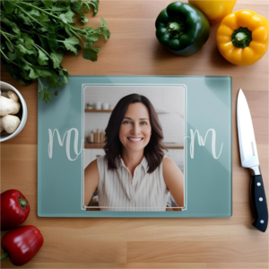 tagliere in vetro personalizzato con foto per la mamma