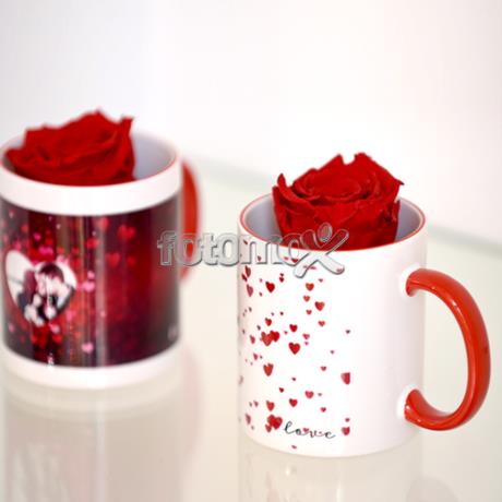 tazza personalizzata con foto e rosa stabilizzata